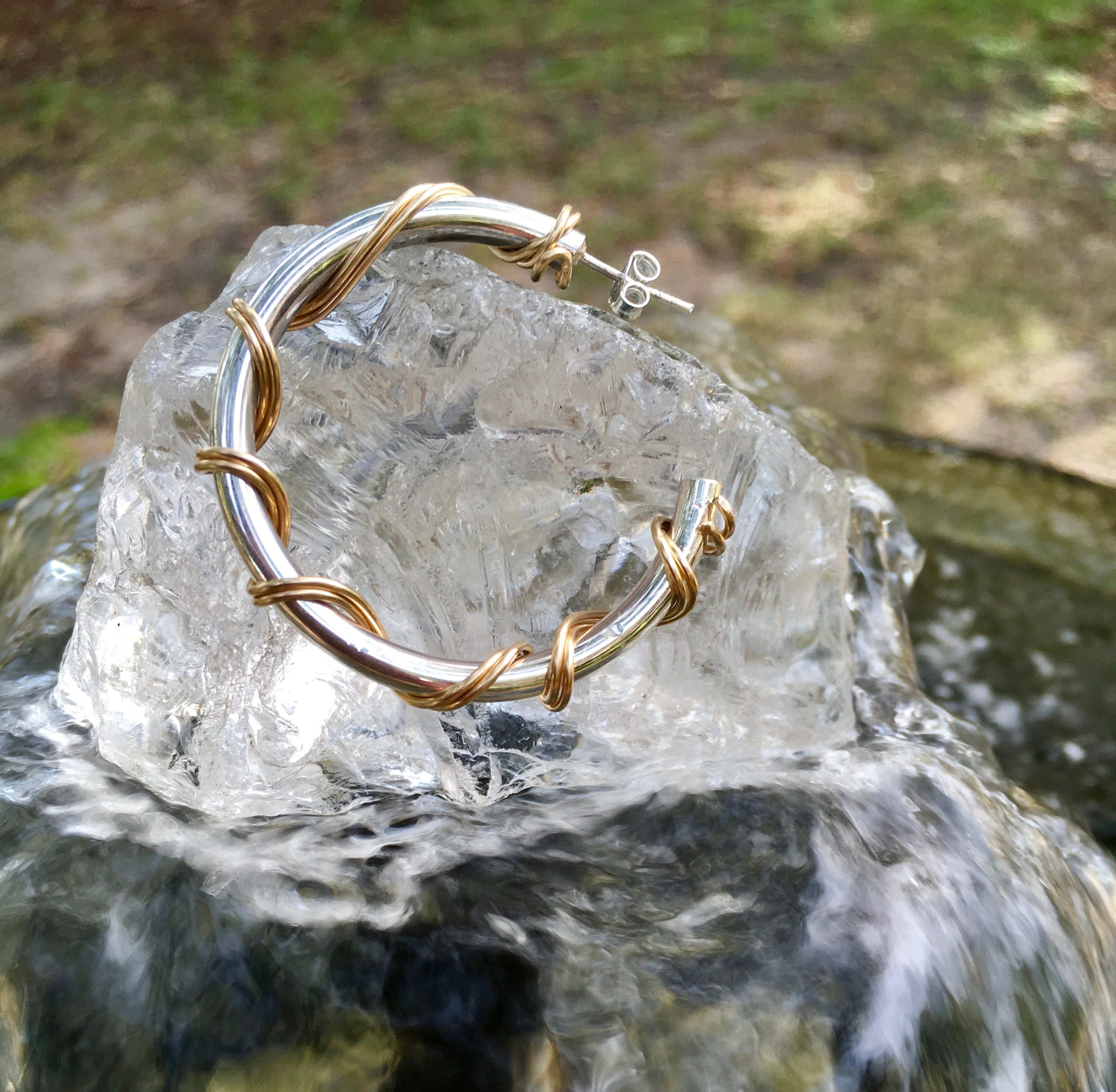 14k Gold & Sterling Silver hoops