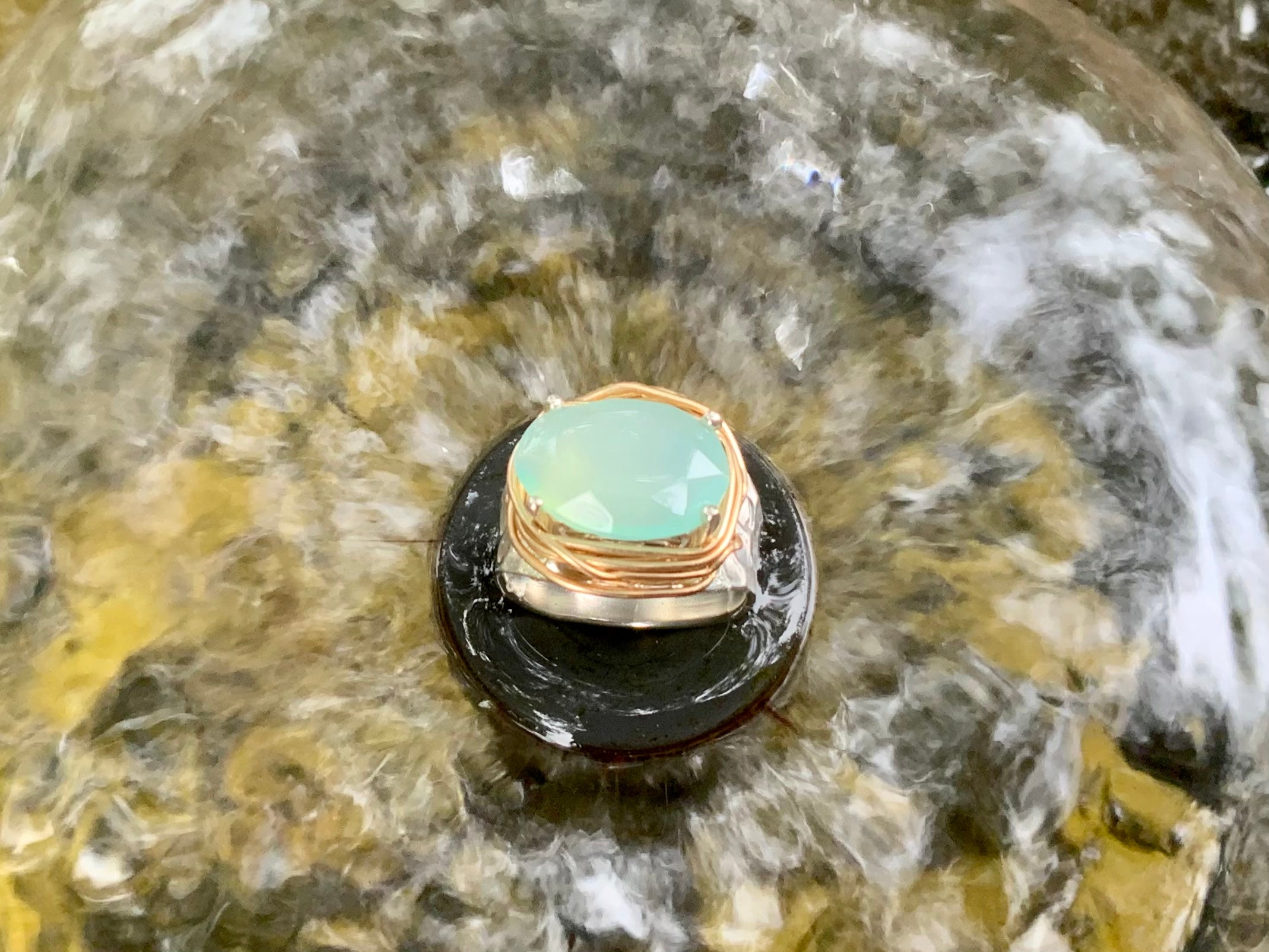 Aqua Chalcedony Ring